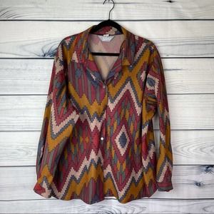 Blairs Southwestern Print Snap Button Shacket Size XXL